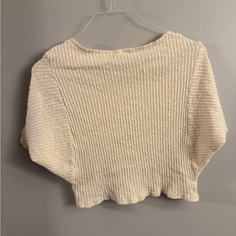 Meadow Rue Cream Ribbed Crop Top - Picture 4 of 4